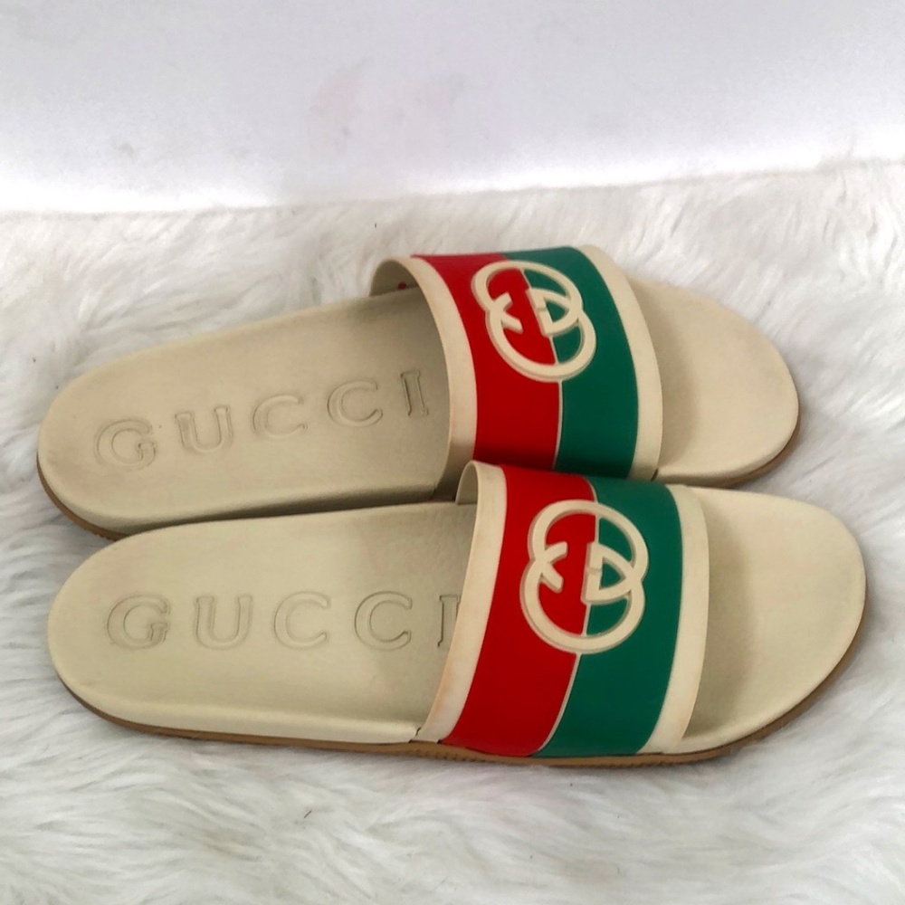 Gucci AUTHENTICATED Cream Slide Sandal Flip Flops Shoes - Men's Size 11 - Picture 4 of 8
